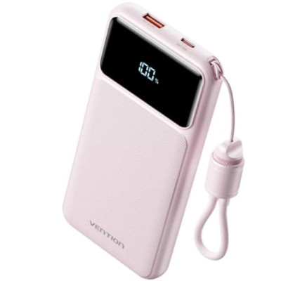 Powerbank 10000mAh Vention XGYP0-39-TY/ 22.5W/ Rosa/ Incluye Cable USB Tipo-C | Powerbanks