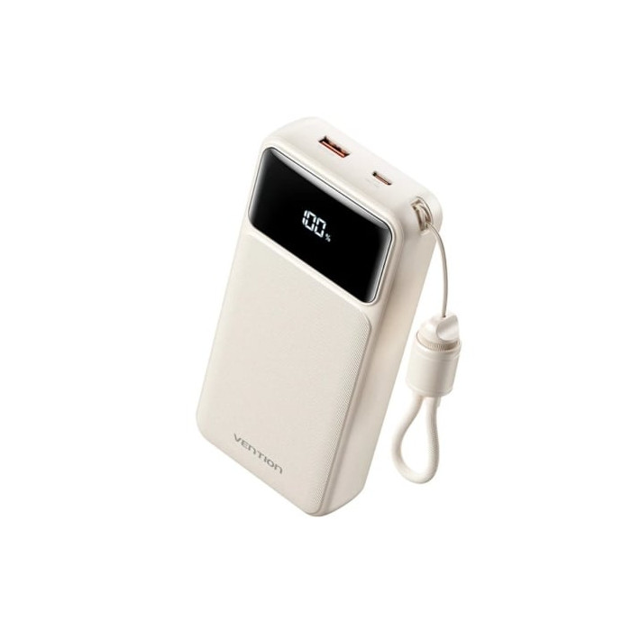 Powerbank 20000mAh Vention XGYW0-40-TY/ 22.5W/ Blanca/ Incluye Cable USB Tipo-C | Powerbanks