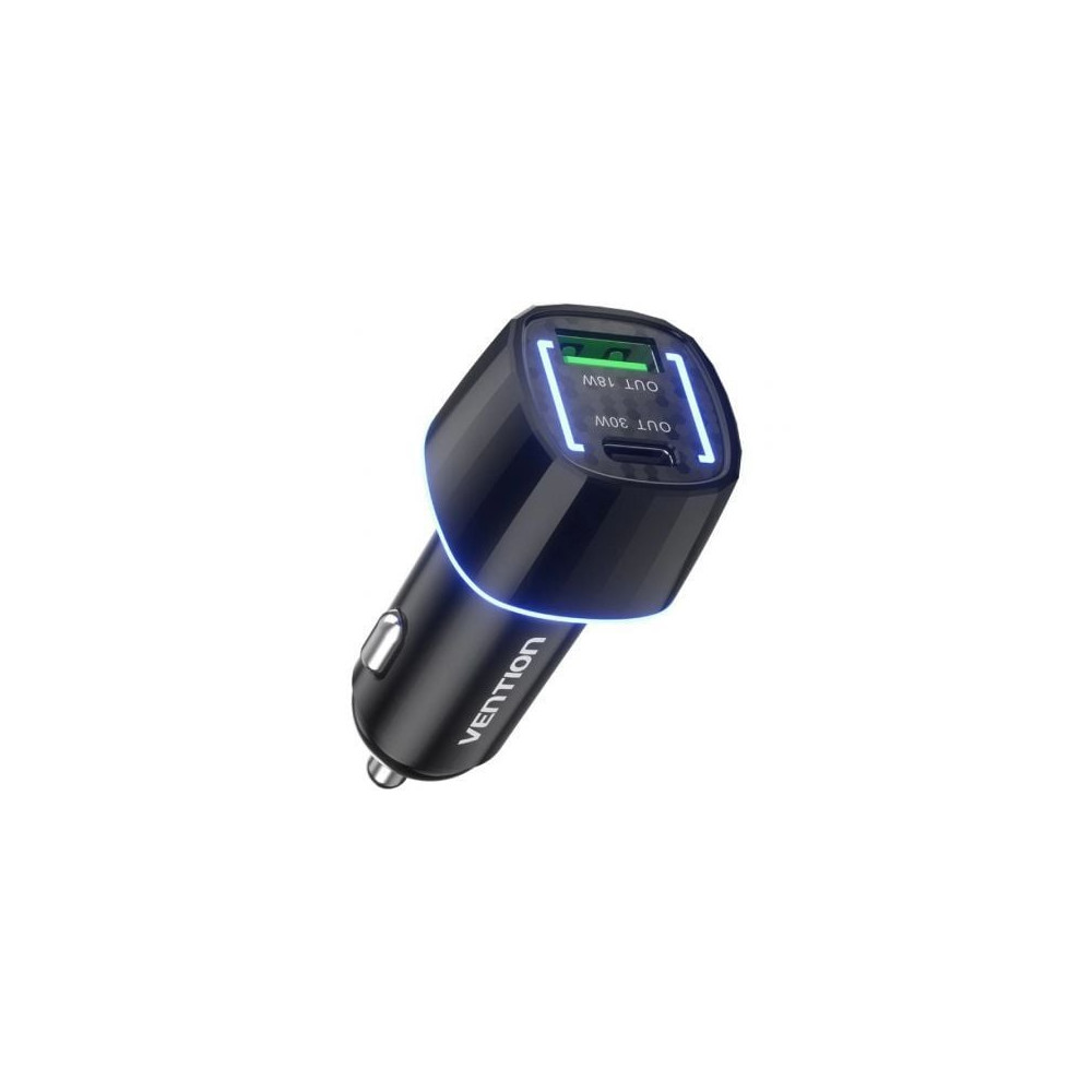 Cargador de Coche Vention FFRB0/ 1xUSB-Tipo C/ 1xUSB/ 48W | Cargadores 45-60W