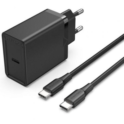 Cargador de Pared Vention FAHBF-EU/ 1xUSB Tipo-C + 2x Cable USB Tipo-C/ 25W | Cargadores hasta 45W