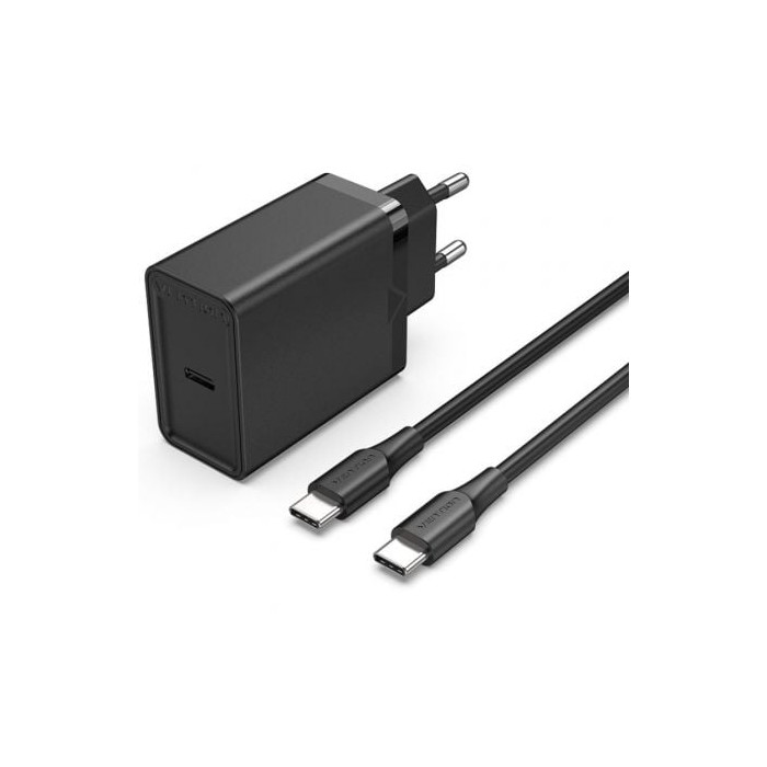 Cargador de Pared Vention FAHBF-EU/ 1xUSB Tipo-C + 2x Cable USB Tipo-C/ 25W | Cargadores hasta 45W