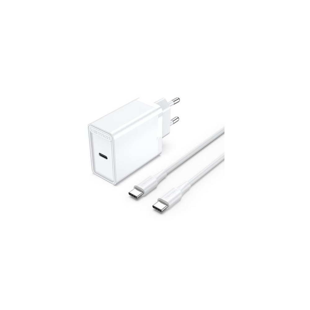 Cargador de Pared Vention FAHWF-EU/ 1xUSB Tipo-C + 2x Cable USB Tipo-C/ 25W | Cargadores hasta 45W