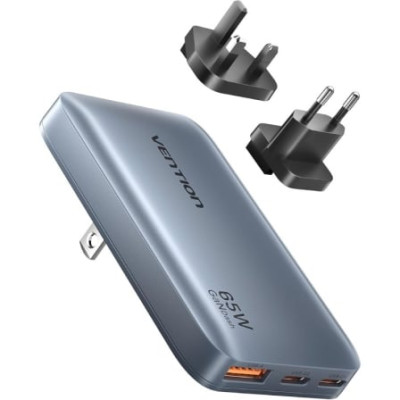 Cargador de Pared Universal GaN para Viaje Vention FCBH0/ 2xUSB Tipo-C/ 1x USB/ 65W | Cargadores +60W