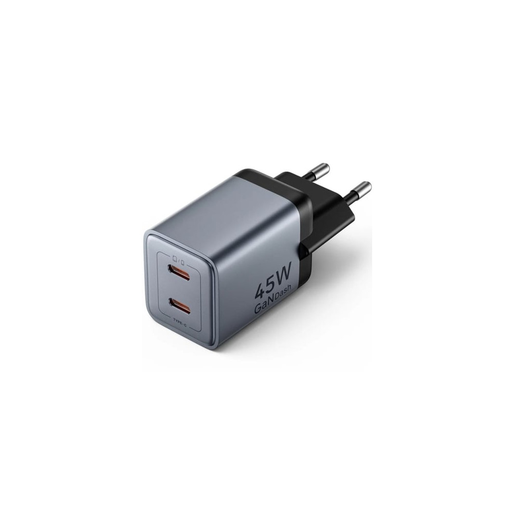 Cargador de Pared GaN Vention FCDH0-EU/ 2xUSB Tipo-C/ 45W | Cargadores 45-60W