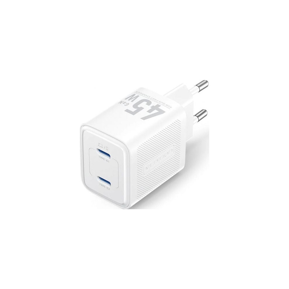 Cargador de Pared GaN Vention FEFW0-EU/ 2xUSB Tipo-C/ 45W | Cargadores 45-60W
