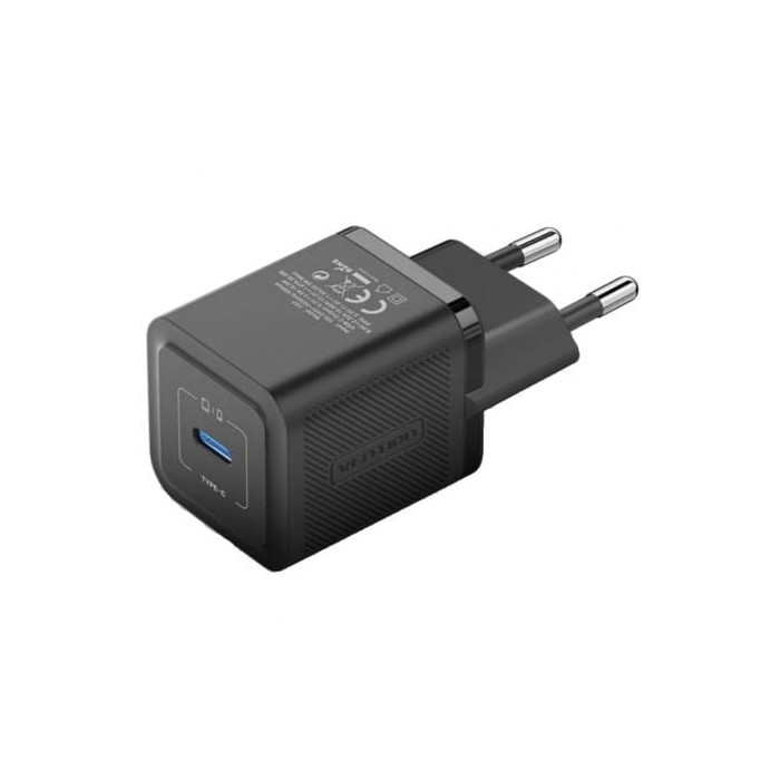 Cargador de Pared GaN Vention FEPB0-EU/ 1xUSB Tipo-C/ 20W | Cargadores hasta 45W