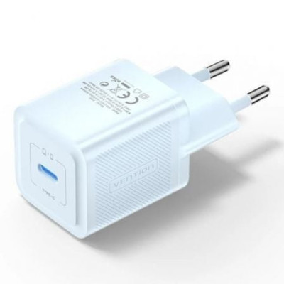 Cargador de Pared GaN Vention FEPL0-EU/ 1xUSB Tipo-C/ 20W | Cargadores hasta 45W