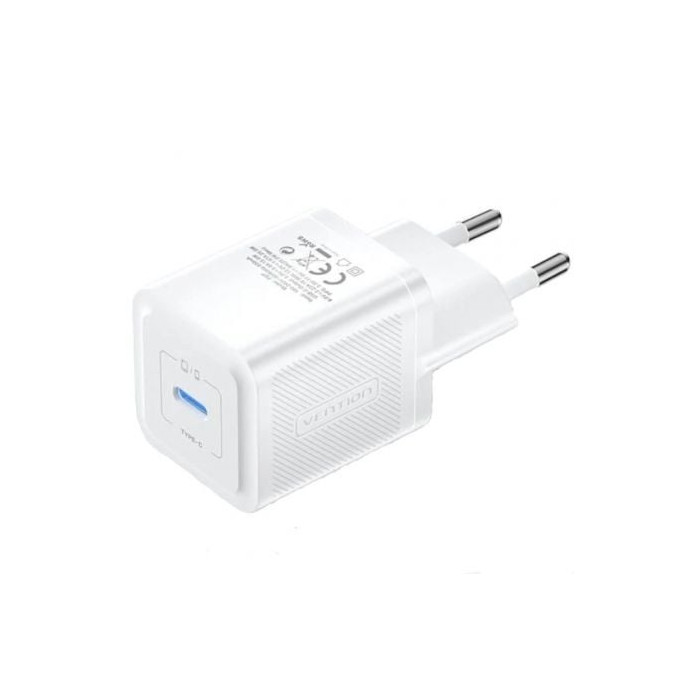 Cargador de Pared GaN Vention FEPW0-EU/ 1xUSB Tipo-C/ 20W | Cargadores hasta 45W