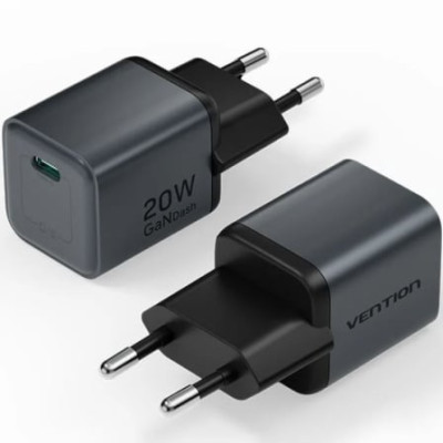 Cargador de Pared GaN Vention FEVH0-EU/ 1xUSB Tipo-C/ 20W | Cargadores hasta 45W