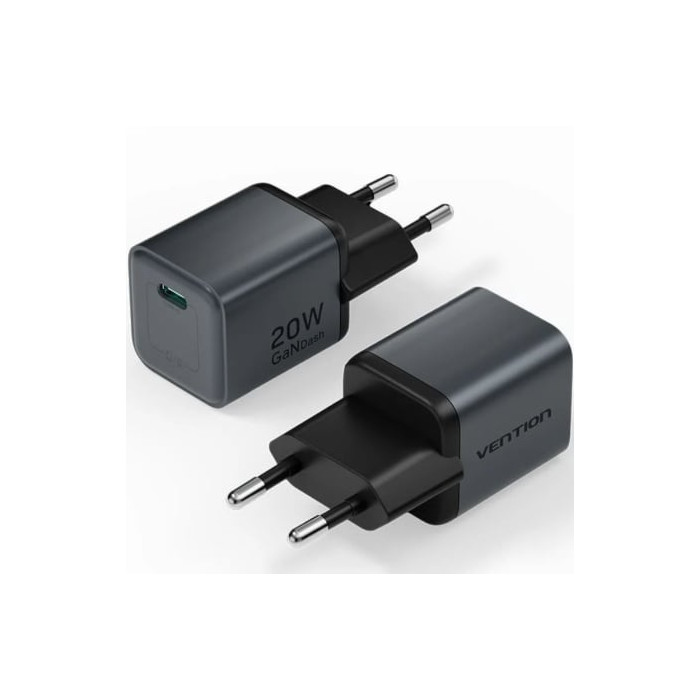 Cargador de Pared GaN Vention FEVH0-EU/ 1xUSB Tipo-C/ 20W | Cargadores hasta 45W