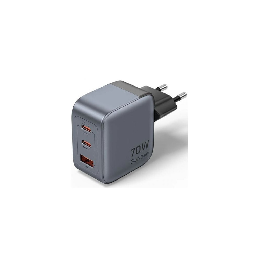 Cargador de Pared GaN Vention FEXH0-EU/ 2xUSB Tipo-C/ 1xUSB/ 70W | Cargadores +60W