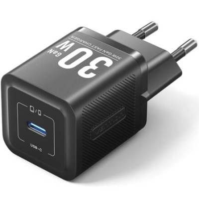 Cargador de Pared GaN Vention FEZB0-EU/ 1xUSB Tipo-C/ 30W | Cargadores hasta 45W