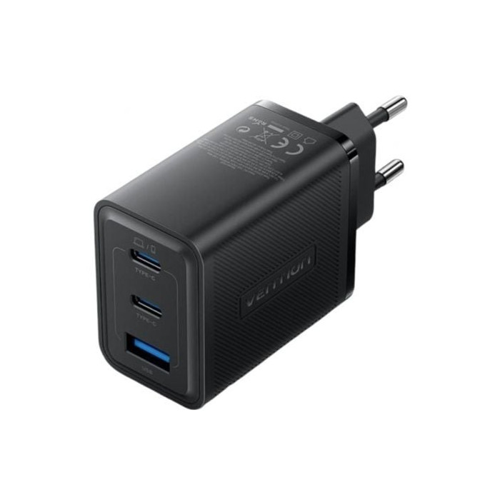 Cargador de Pared GaN Vention FERB0-EU/ 2xUSB Tipo-C/ 1xUSB/ 65W | Cargadores +60W