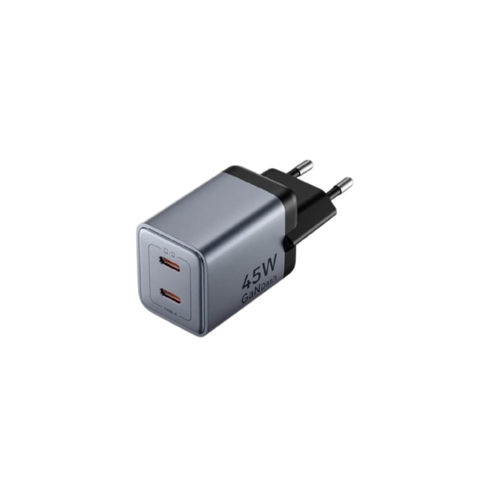 Cargador de Pared GaN Vention TZ-FCDH0-EU/ 2xUSB Tipo-C + Cable USB Tipo-C/ 45W | Cargadores 45-60W