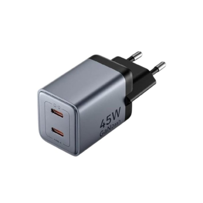 Cargador de Pared GaN Vention TZ-FCDH0-EU/ 2xUSB Tipo-C + Cable USB Tipo-C/ 45W | Cargadores 45-60W