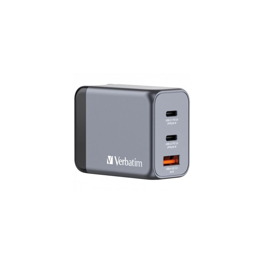Cargador de Pared Universal GaN para Viaje Verbatim GNC-65/ 2xUSB Tipo-C/ 1xUSB/ 65W | Cargadores +60W