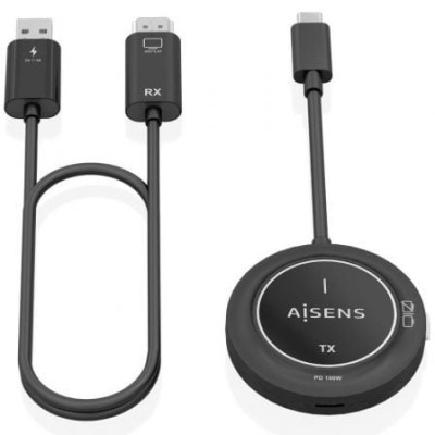 Adaptador/Transmisor de vídeo inalámbrico USB Tipo-C - HDMI Aisens ASWL-H2KC30M004-BK/ 100W | Vídeo Inalámbrico