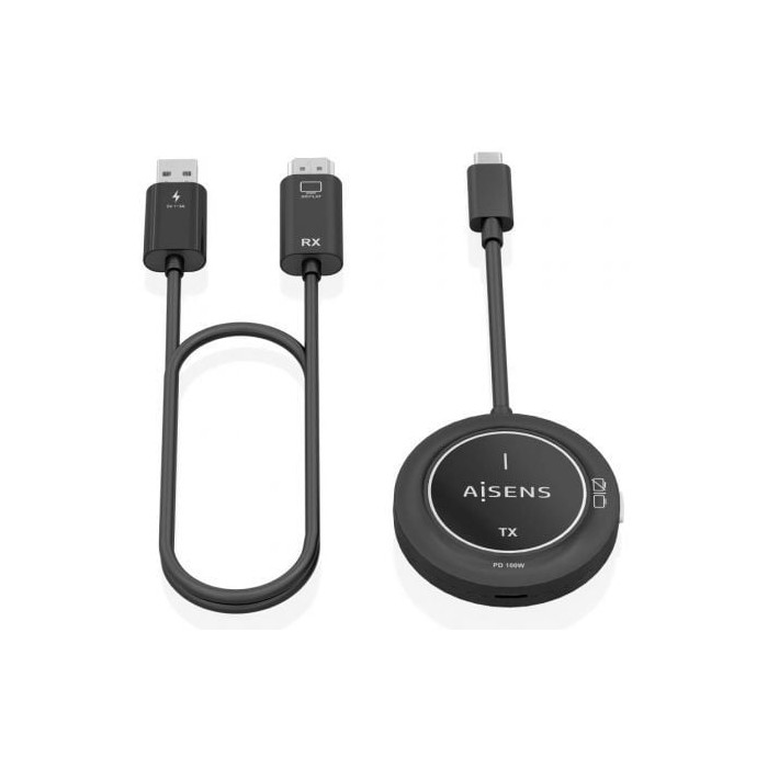 Adaptador/Transmisor de vídeo inalámbrico USB Tipo-C - HDMI Aisens ASWL-H2KC30M004-BK/ 100W | Vídeo Inalámbrico