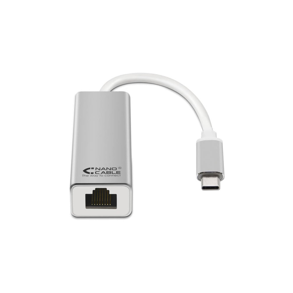 Adaptador USB Tipo-C - RJ45 Nanocable 10.03.0402/ 1000Mbps | USB