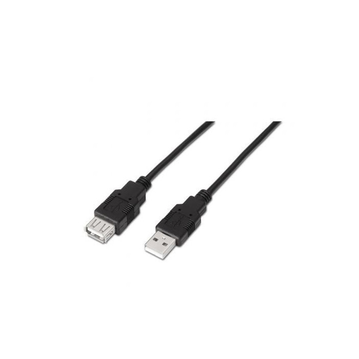 Cable Alargador USB 2.0 Aisens A101-0015/ USB Macho - USB Hembra/ Hasta 2.5W/ 60Mbps/ 1m/ Negro | USB