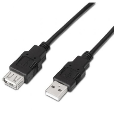 Cable Alargador USB 2.0 Aisens A101-0016/ USB Macho - USB Hembra/ Hasta 2.5W/ 60Mbps/ 1.8m/ Negro | USB