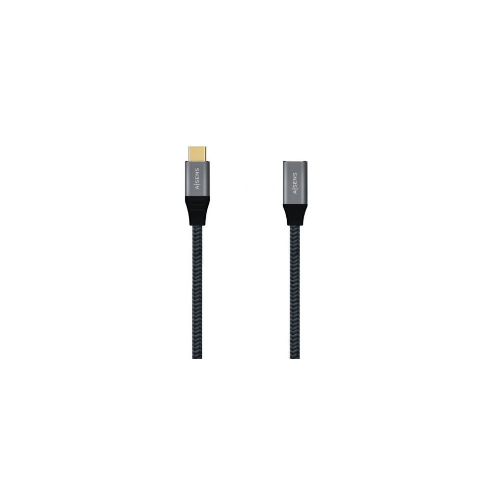 Cable Alargador USB 3.2 Tipo-C Aisens A107-0635 20GBPS 5A 100W/ USB Tipo-C Macho - USB Tipo-C Hembra/ Hasta 100W/ 2500Mbps/ 1m/ 
