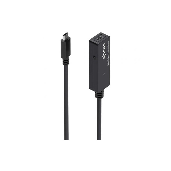 Cable Alargador USB 3.2 con Amplificador Aisens A107-0869/ USB Tipo-C Macho - USB Tipo-C Hembra/ Hasta 100W/ 20Gbps/ 5m/ Negro |