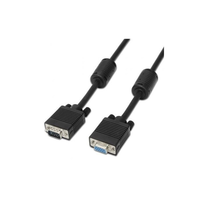 Cable Alargador SVGA Aisens A113-0078/ VGA Macho - VGA Hembra/ Hasta 3W/ 10Mbps/ 1.8m/ Negro | VGA/DVI