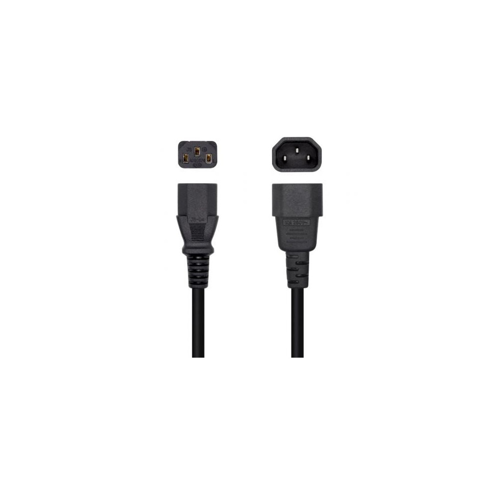 Cable Alimentación Aisens A132-0466/ C13 Hembra - C14 Macho/ Hasta 1500W/ 3m/ Negro | Alimentación