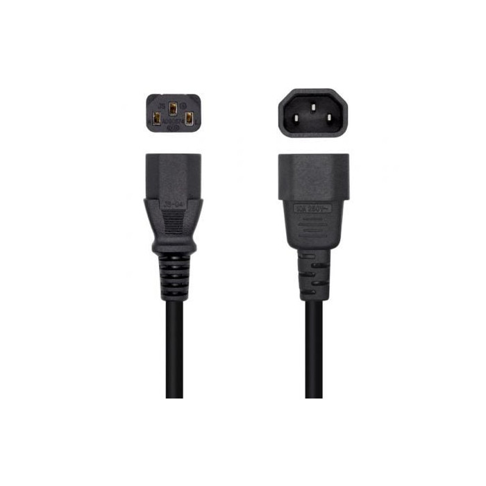 Cable Alimentación Aisens A132-0466/ C13 Hembra - C14 Macho/ Hasta 1500W/ 3m/ Negro | Alimentación