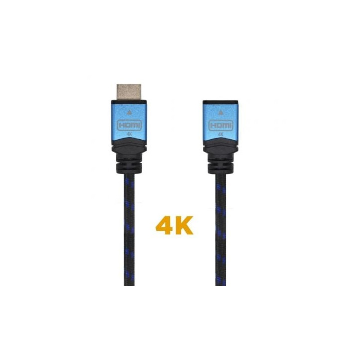 Cable Alargador HDMI Aisens A120-0452/ HDMI Macho - HDMI Hembra/ 1m/ Negro/ Azul | HDMI