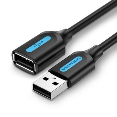 Cable Alargador USB 2.0 Vention CBIBD/ USB Macho - USB Hembra/ 50cm/ Negro | USB