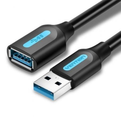 Cable Alargador USB 3.0 Vention CBHBF/ USB Macho - USB Hembra/ 5Gbps/ 1m/ Negro | USB