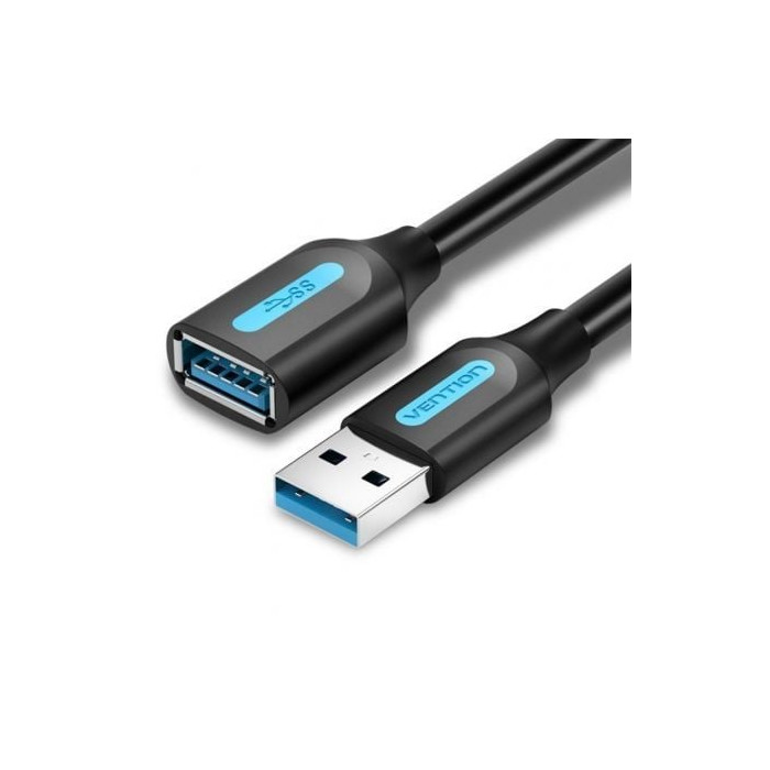Cable Alargador USB 3.0 Vention CBHBF/ USB Macho - USB Hembra/ 5Gbps/ 1m/ Negro | USB