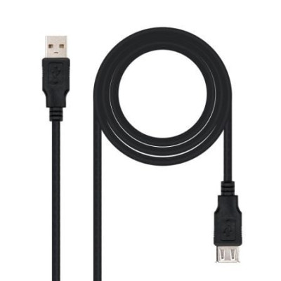 Cable Alargador USB 2.0 Nanocable 10.01.0203-BK/ USB Macho - USB Hembra/ 1.8m/ Negro | USB