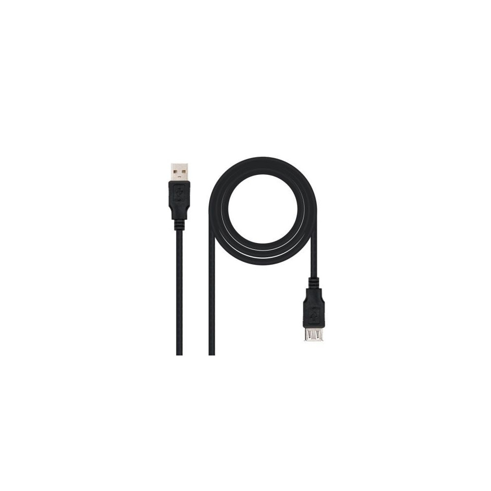 Cable Alargador USB 2.0 Nanocable 10.01.0203-BK/ USB Macho - USB Hembra/ 1.8m/ Negro | USB