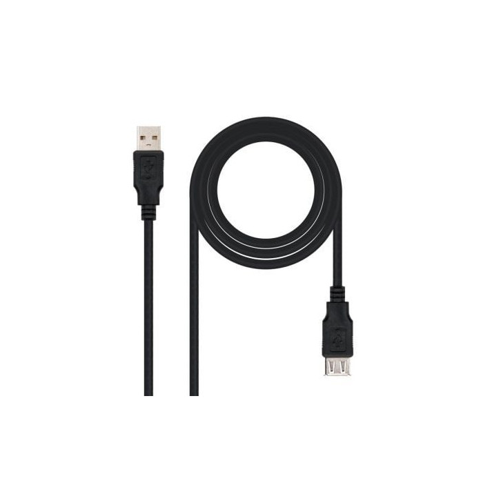 Cable Alargador USB 2.0 Nanocable 10.01.0203-BK/ USB Macho - USB Hembra/ 1.8m/ Negro | USB