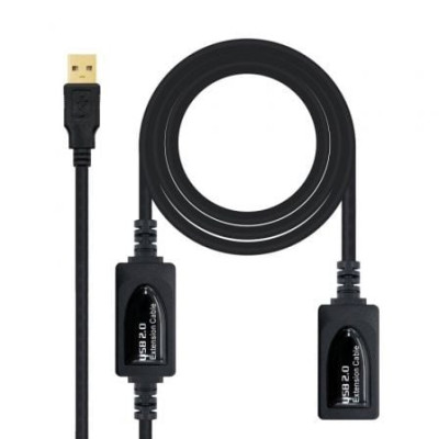 Cable Alargador USB 2.0 Nanocable 10.01.0212/ USB Macho - USB Hembra/ 10m/ Negro | USB