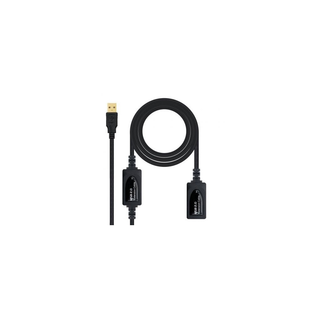 Cable Alargador USB 2.0 Nanocable 10.01.0212/ USB Macho - USB Hembra/ 10m/ Negro | USB