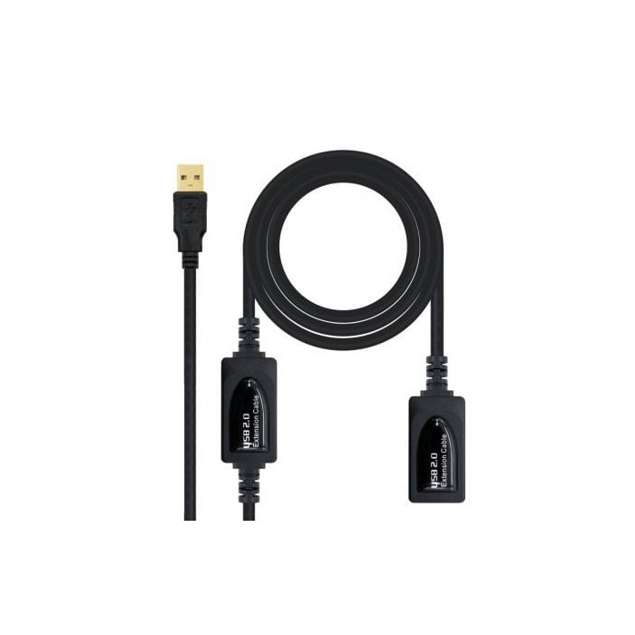Cable Alargador USB 2.0 Nanocable 10.01.0212/ USB Macho - USB Hembra/ 10m/ Negro | USB