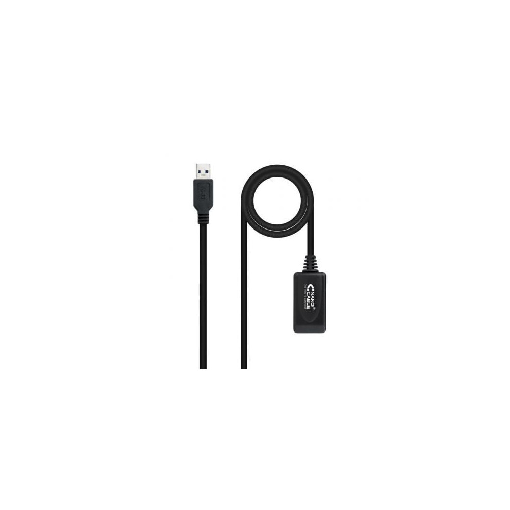 Cable Alargador USB 3.0 con Amplificador Nanocable 10.01.0311/ USB Macho - USB Hembra/ 5m/ Negro | USB