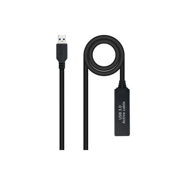 Cable Alargador Amplificador USB 3.0 Nanocable 10.01.0312/ USB Macho - USB Hembra/ 10m/ Negro | USB