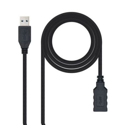 Cable Alargador USB 3.0 Nanocable 10.01.0902-BK/ USB Macho - USB Hembra/ 2m/ Negro | USB