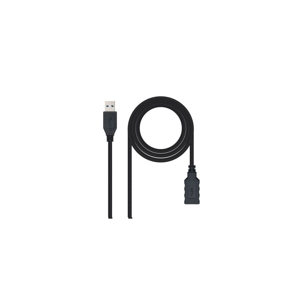 Cable Alargador USB 3.0 Nanocable 10.01.0902-BK/ USB Macho - USB Hembra/ 2m/ Negro | USB