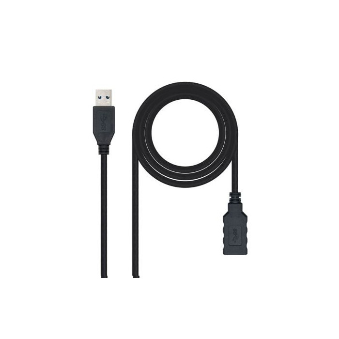 Cable Alargador USB 3.0 Nanocable 10.01.0902-BK/ USB Macho - USB Hembra/ 2m/ Negro | USB
