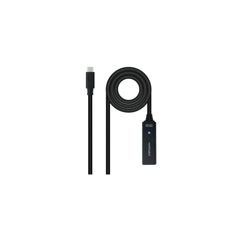 Cable Alargador USB Tipo-C 3.2 con Amplificador Nanocable 10.01.1311/ USB Tipo-C Macho - USB Tipo-C Hembra/ 5m/ Negro | USB