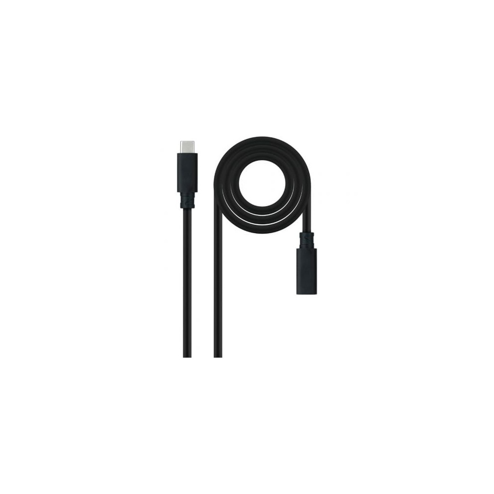 Cable Alargador USB Tipo-C 3.2 Nanocable 10.01.4500/ USB Tipo-C Macho - USB Tipo-C Hembra/ 50cm/ Negro | USB