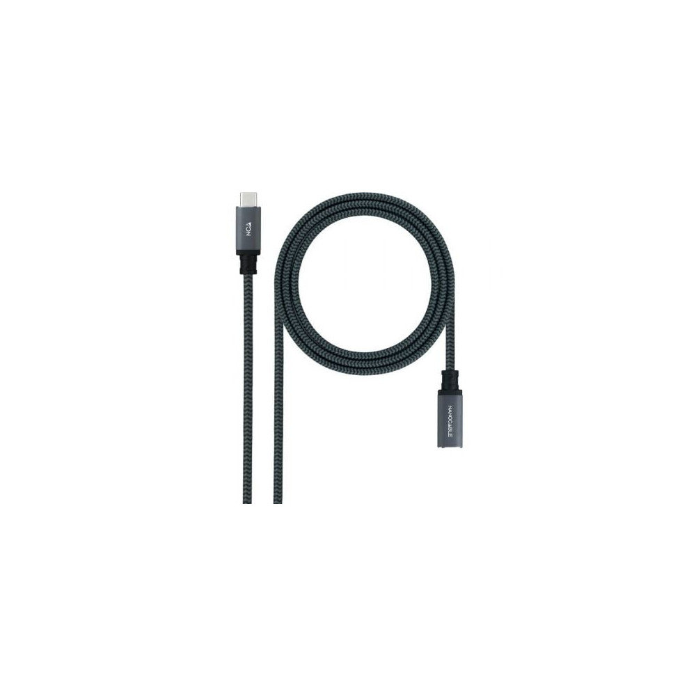 Cable Alargador USB Tipo-C 3.2 Nanocable 10.01.4501-COMB/ USB Tipo-C Macho - USB Tipo-C Hembra/ 1m/ Negro | USB