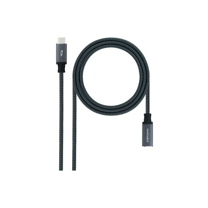 Cable Alargador USB Tipo-C 3.2 Nanocable 10.01.4501-COMB/ USB Tipo-C Macho - USB Tipo-C Hembra/ 1m/ Negro | USB