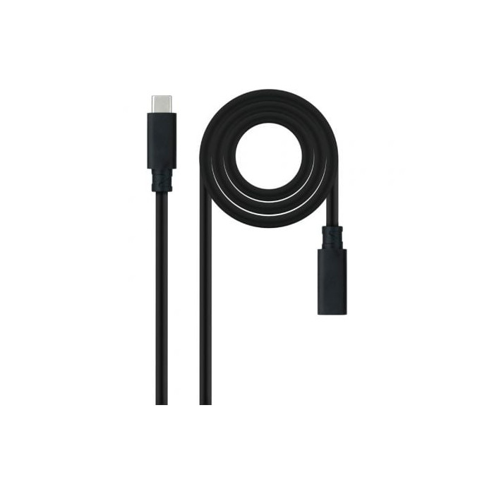 Cable Alargador USB Tipo-C 3.2 Nanocable 10.01.4502/ USB Tipo-C Macho - USB Tipo-C Hembra/ 2m/ Negro | USB